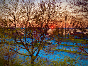 Blick auf den See vom Balkon